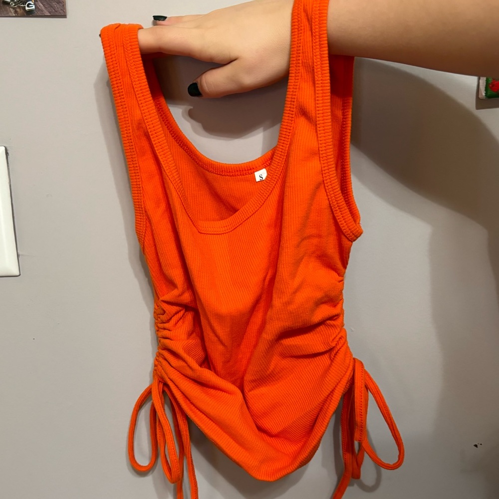 Cinched Orange tank top